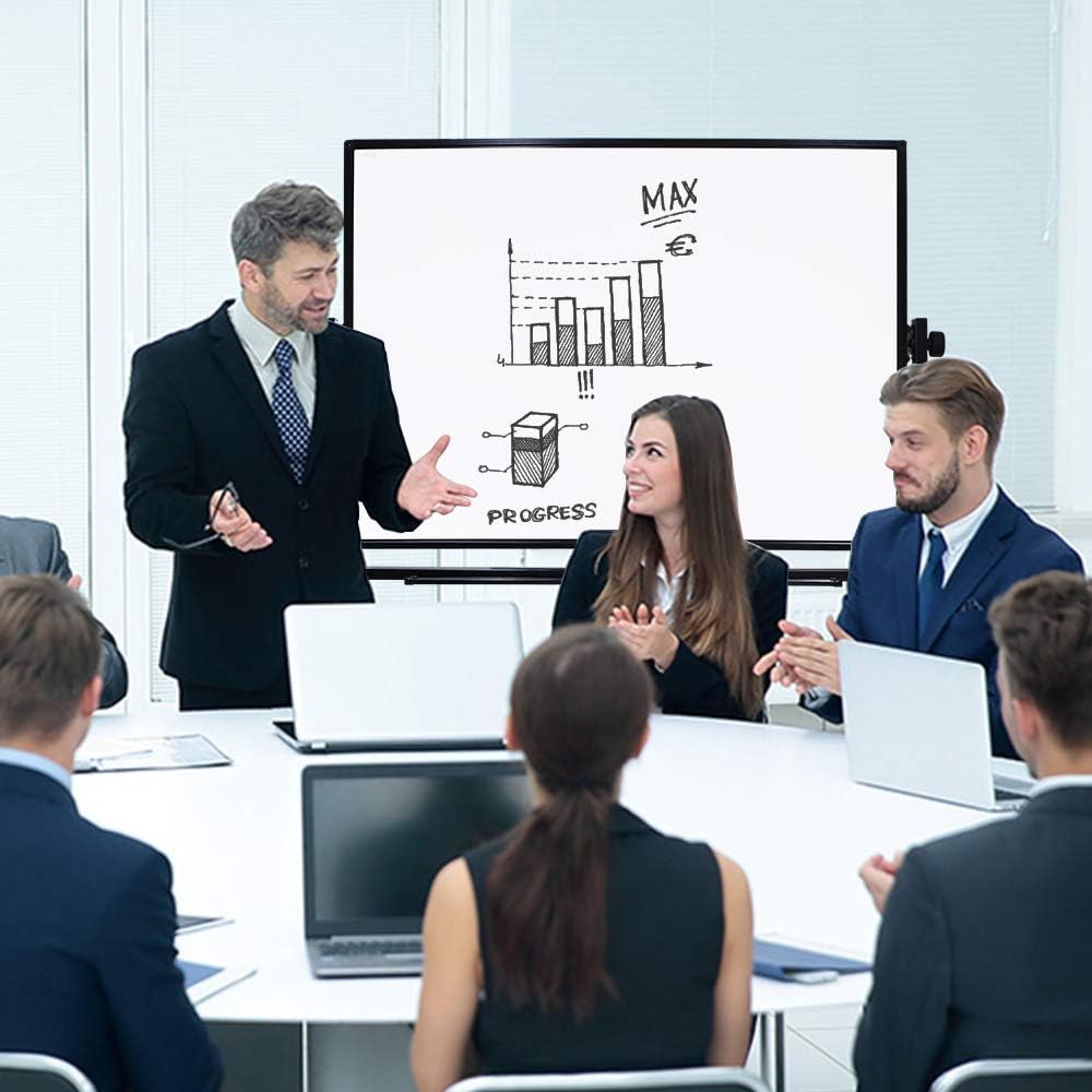 XIWODE 36x60 Large Magnetic Dry Erase Whiteboard with Stand - Double-Sided Freestanding Rolling Board, Flippable Design for Writing & Display, Black Frame for Office, Classroom, Home, Presentations