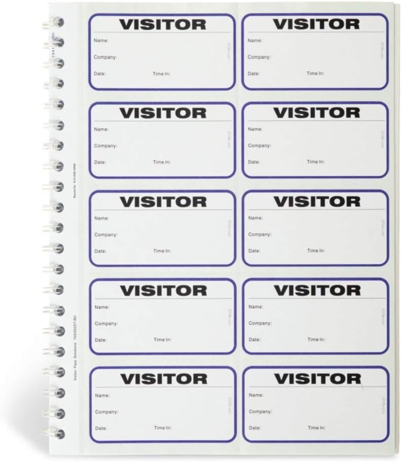 Visitor Log Book, Spiral-Bound Visitor Badges, Guest Register Book, Carbon Copy - 150 Badges