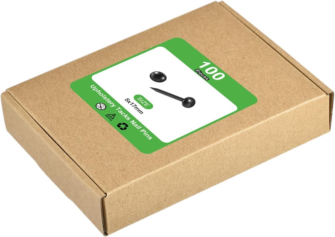 uxcell Upholstery Tacks Nail Pins Furniture, 50Pcs 5x17mm Thumb Tack Pins Assortment Kit Carbon Steel for Home Sofa DIY Decorative Nail Heads Nails, Black