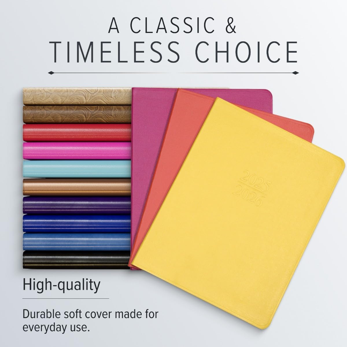 Gallery Leather Academic Planner 2025-2026, Teacher and Student Weekly Monthly Planner, Elegantly Bound Calendar with Gold-Gilded Page Edges, 18 Months - Acadia Cactus - 9x7"