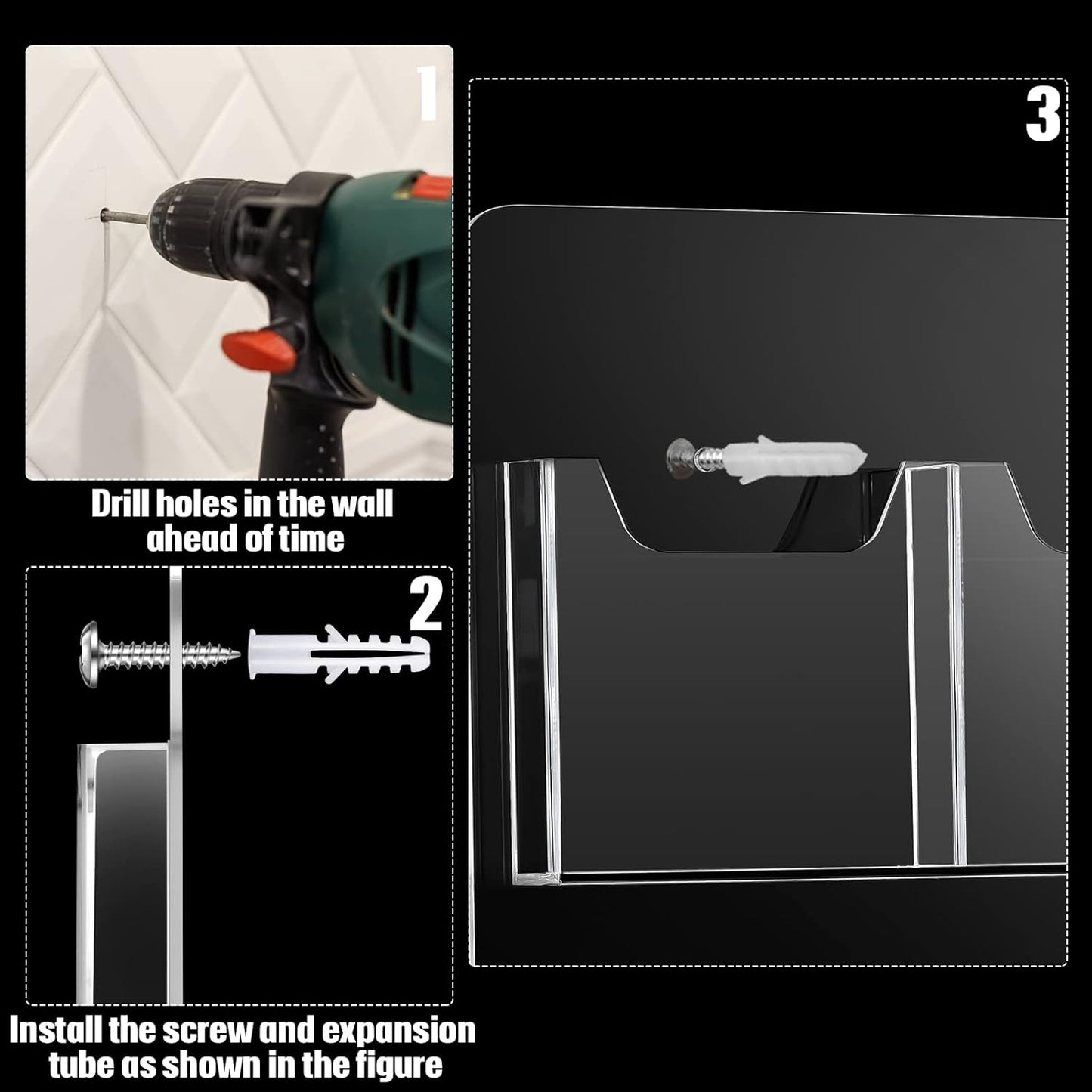 Eersida Acrylic Brochure Pamphlet Holder Brochure Display Stand Business Tri Fold Multi Slot Holder Rack Wall Mount Clear Pocket Space Saver for Flyer Literature Menu Advertise
