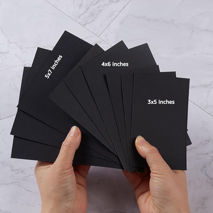 50 Sheets Blank Cardstock Paper 250 GSM Thick Heavy Cards Stock for DIY Art Projects, Card Making, Postcards, Greeting Cards, Birthday Party, Wedding Invitation (Black, 4x6 inches)