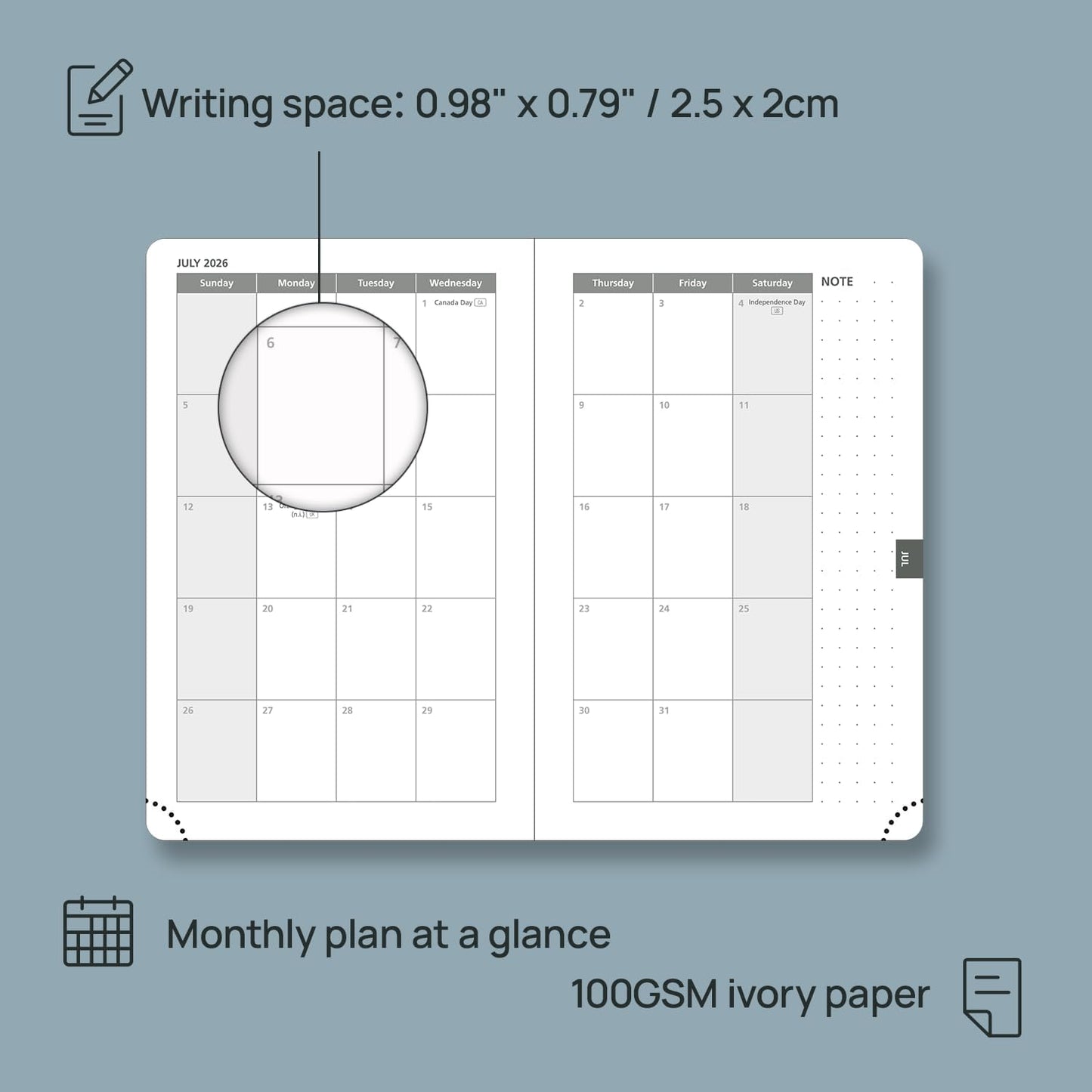POPRUN Pocket Calendar 2026 (Small Size- 4'' x 6.25") Weekly and Monthly for Purse - Planner 2026 (Jan. 2026 - Dec. 2026) with Vegan Leather Soft Cover, Pen Holder and More - Grey