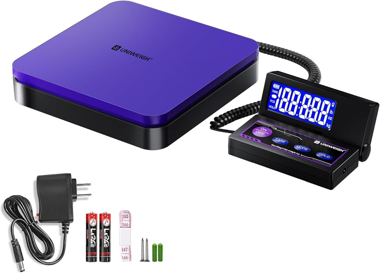 Digital Shipping Scale 110lbs/0.1oz Accurate,Postal Scale with 5 Units/LCD/Tare/Hold Function,Auto-Off,Postage Scale for Packages Small Business/Mail Scale,Includes Battery & USB-A