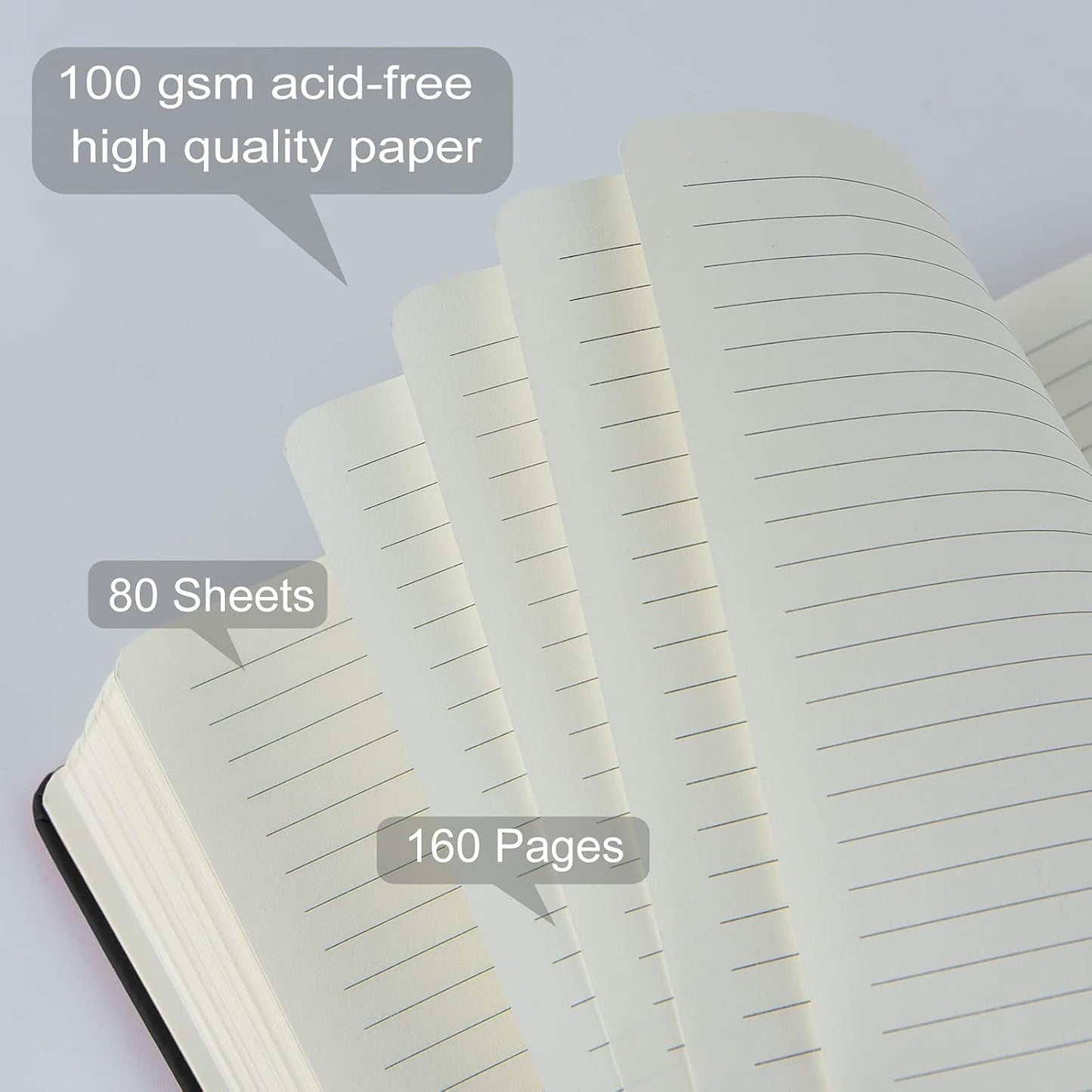 Coopay 24 Pack A5 Journal Notebooks Bulk, 160 Pages, 100GSM Thick Paper, 8.3 x 5.5 inch Hardcover Lined Leather Journals for Writing Office School Business,Bulk Notebook for Work Men Women(Black)