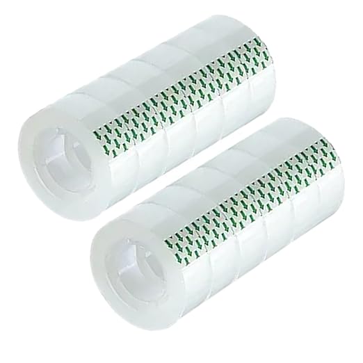 12 Rolls Transparent Tape Refills Rolls 3/4-Inch x 1000 inch, 1 inch Core, Clear Gift Wrapping Tape Refill Roll for Office, Home, School