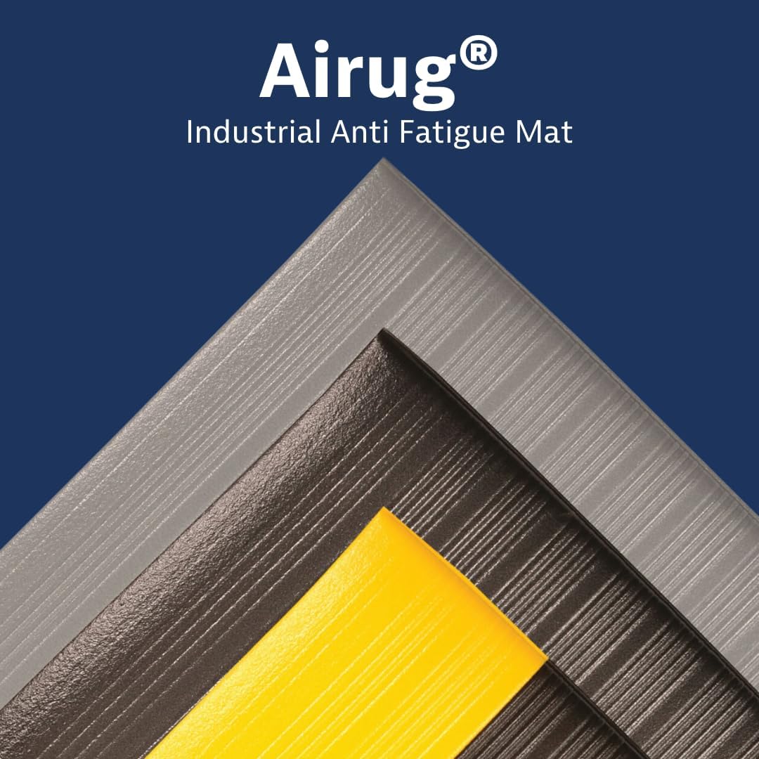 Notrax 410 Airug® 2' x 3' x 5/8" Anti Fatigue Mat, Enhanced Slip Resistance with Beveled Edges and Ribbed Surface, Ideal for Industrial and Commercial Workplaces, Black, 410S0523BL