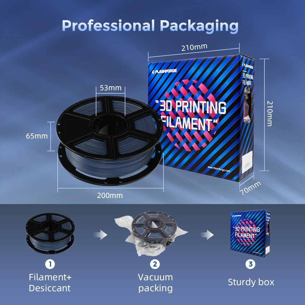 FLASHFORGE Carbon Fiber PLA Filament 1.75mm, Carbon Fiber Reinforced PLA 3D Printer Filament, 1KG Spool Dimensional Accuracy +/- 0.02mm, High Strength & High Abrasion-Resistance (Sailor Blue)