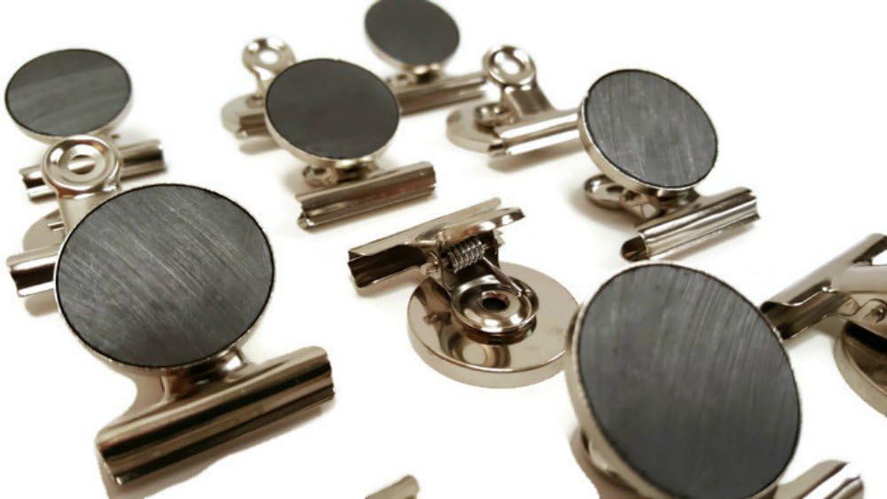 Mini Silver Refrigerator Magnet Hook Clips for Holding Photographs, Holding Business Cards, Office Organizing, Memo Note Clips (16)