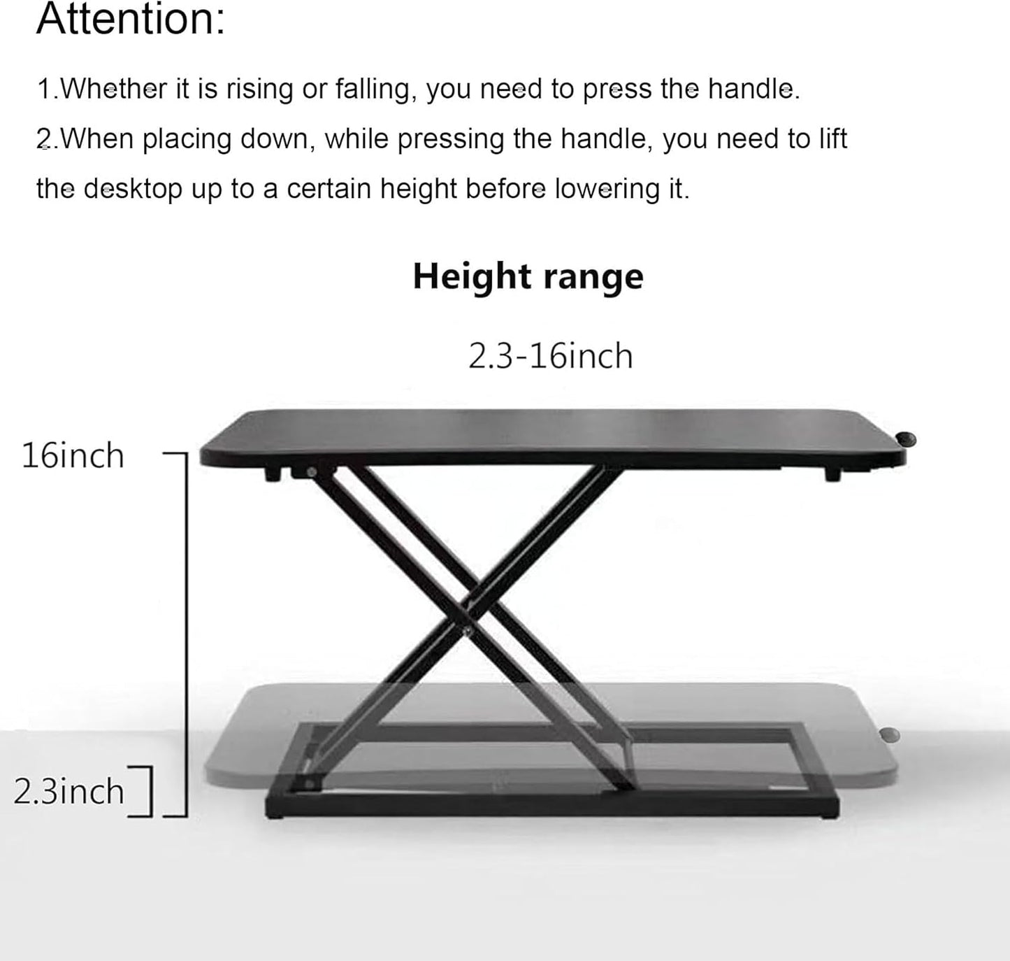 Standing Desk Converter Height Adjustable, Stand up Desk Riser, Easy Lift Height Converter Computer Workstations Home Office Study Room Portable Small Table Black Size 23.6 Inch C
