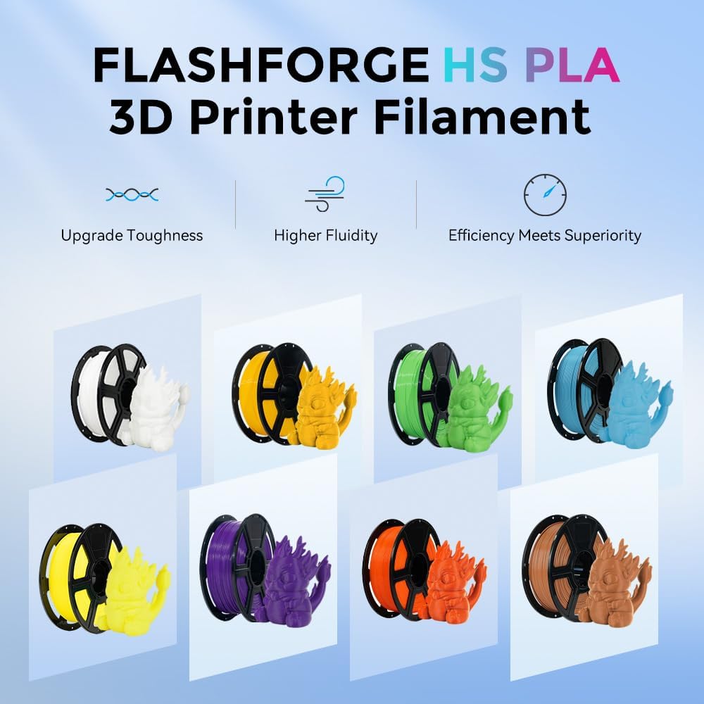FLASHFORGE Rapid PLA Filament 1.75mm, High Flow Speedy 3D Printer Filament, Experience Exceptional Performance with 500mm/s High-Speed Printing, Neatly Wound & Top-Notch Filament (Orange)