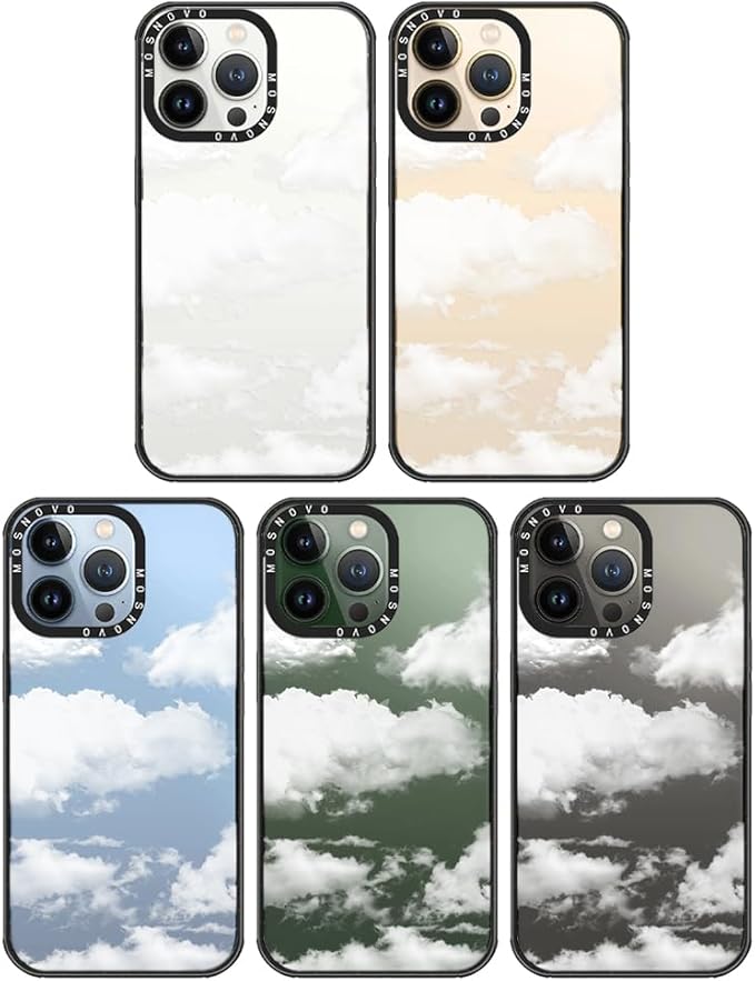 MOSNOVO Case for iPhone 13 Pro, [10ft 4X Military-Grade Drop Protection] Durable & Shockproof Phone Case Cover Design for iPhone 13 Pro - Cloud - Clear Black