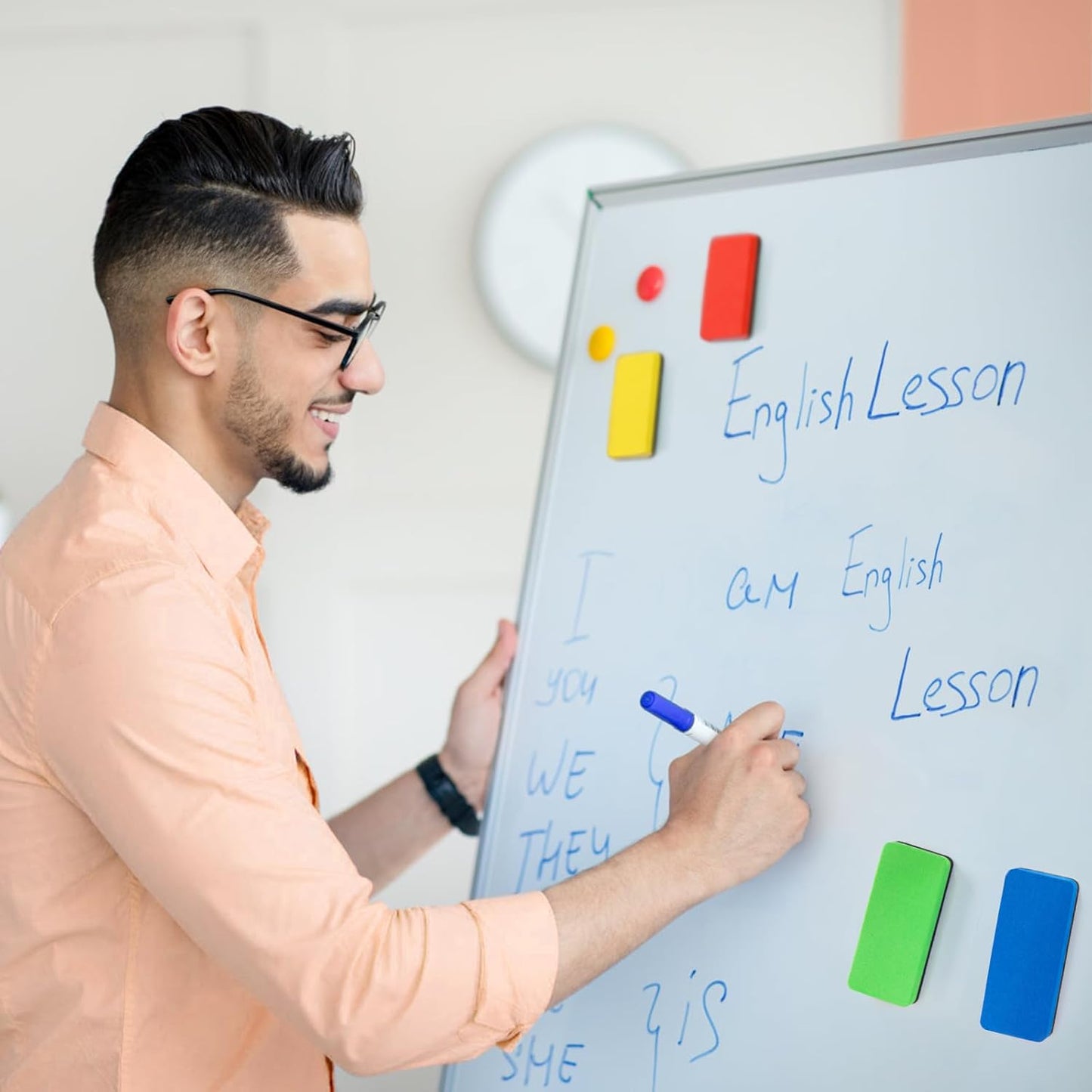 OWLKELA Magnetic Whiteboard Erasers 8 Pack, White Board Markers Dry Erase, Ideal for Classroom, Home, Office