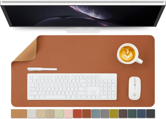 Cork Desk Mat - Dual-Sided Desk Pad for Office and Home - Desk Organization and Accessories - Ideal for Large Mouse Pad and Desk Mats on Top of Desks(Brown,27.6"x 13.8")