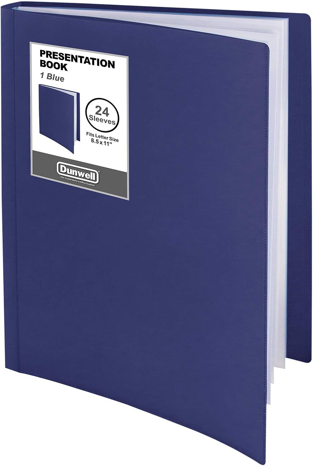 Dunwell Presentation Binder 24-Pocket, Displays 48 Pages, 8.5x11 Portfolio Binder with Plastic Sleeves, Storage and Organizer for Documents, Certificates, Projects, Photos (Blue)