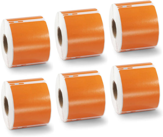 BETCKEY Colored Labels Compatible with Dymo 30324 (2-1/8" x 2-3/4") Large Multipurpose Labels, Compatible for Dymo LabelWriter Thermal 450, 4XL & Zebra Desktop Printers [6 Rolls, Orange]