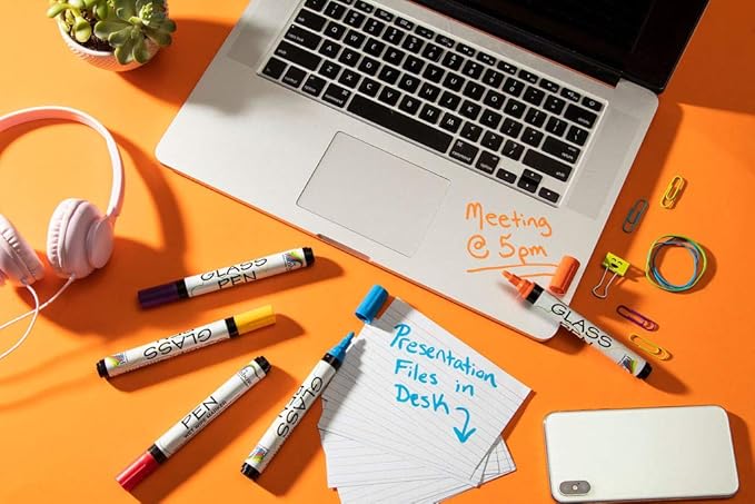 Glass Pen Window Marker: Liquid Chalk Pens for Glass, Whiteboard Markers with Washable Paint - Graduation, Car Windows, Mirror Pen, Storefront, Wedding, Parade, Party & Holiday (Blue, Fine Tip)