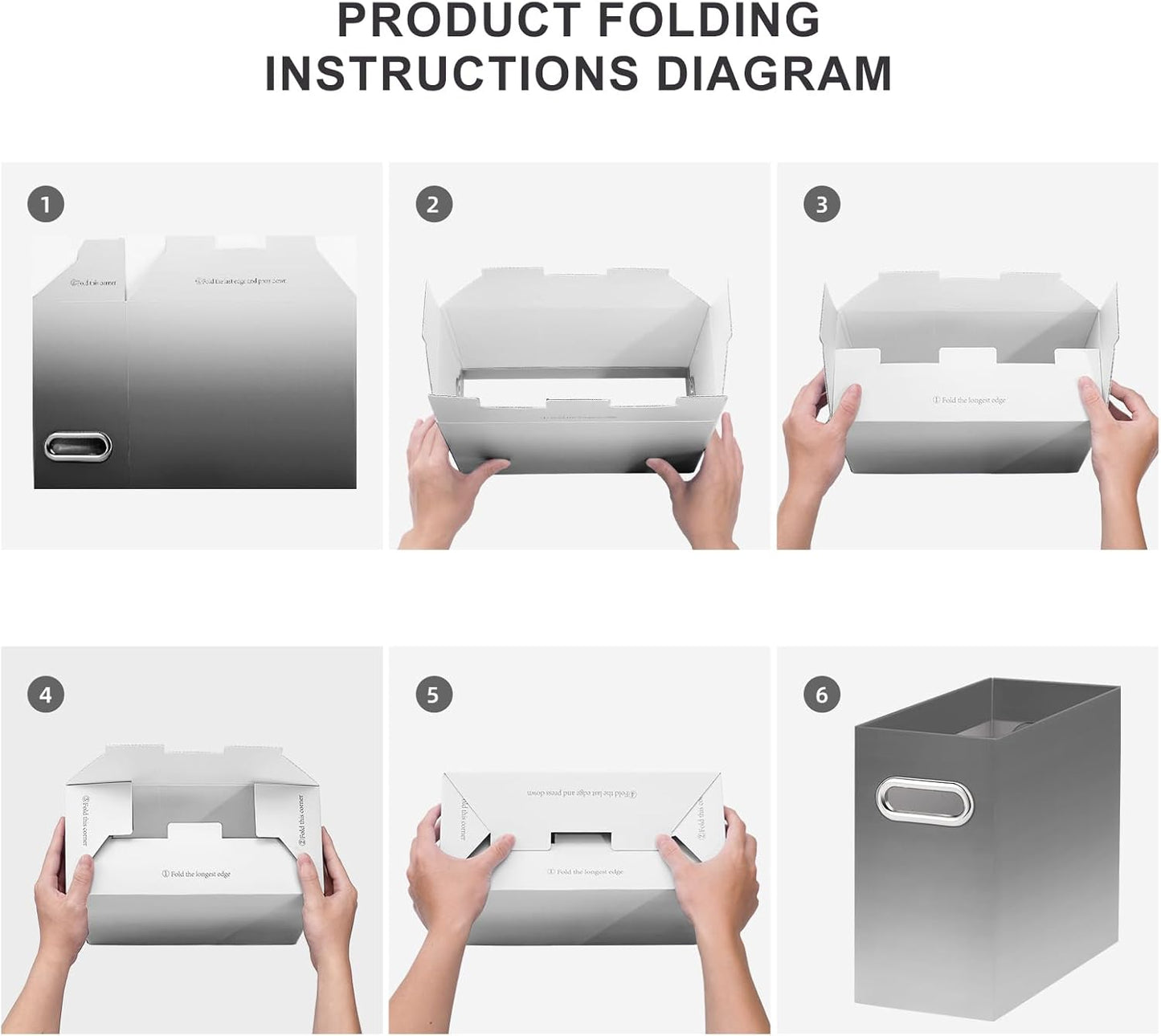Oterri File Organizer, 2 Packs Small Storage Box, Cardboard File Folder Organizer, Collapsible File Box for Hanging File Folders Letter Size, Filing Organizer with Handle (Gradient Light gray)