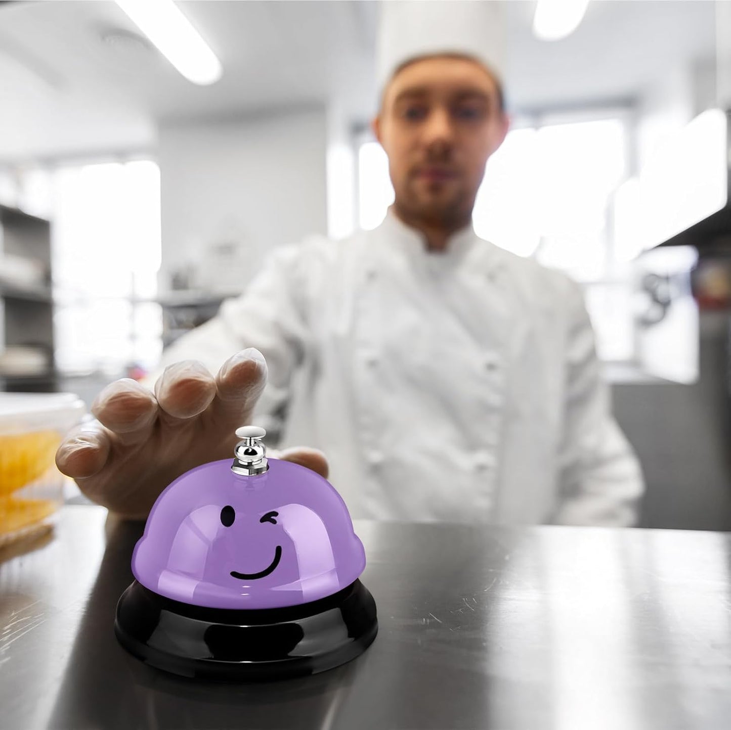 Tudomro 6 Pcs Call Service Dinner Bell for Desk Classroom Metal Smile Face Bell 3 Inch Diameter Anti Rust for Hotel Restaurant Office School Kitchen Bar(Vintage Colors)