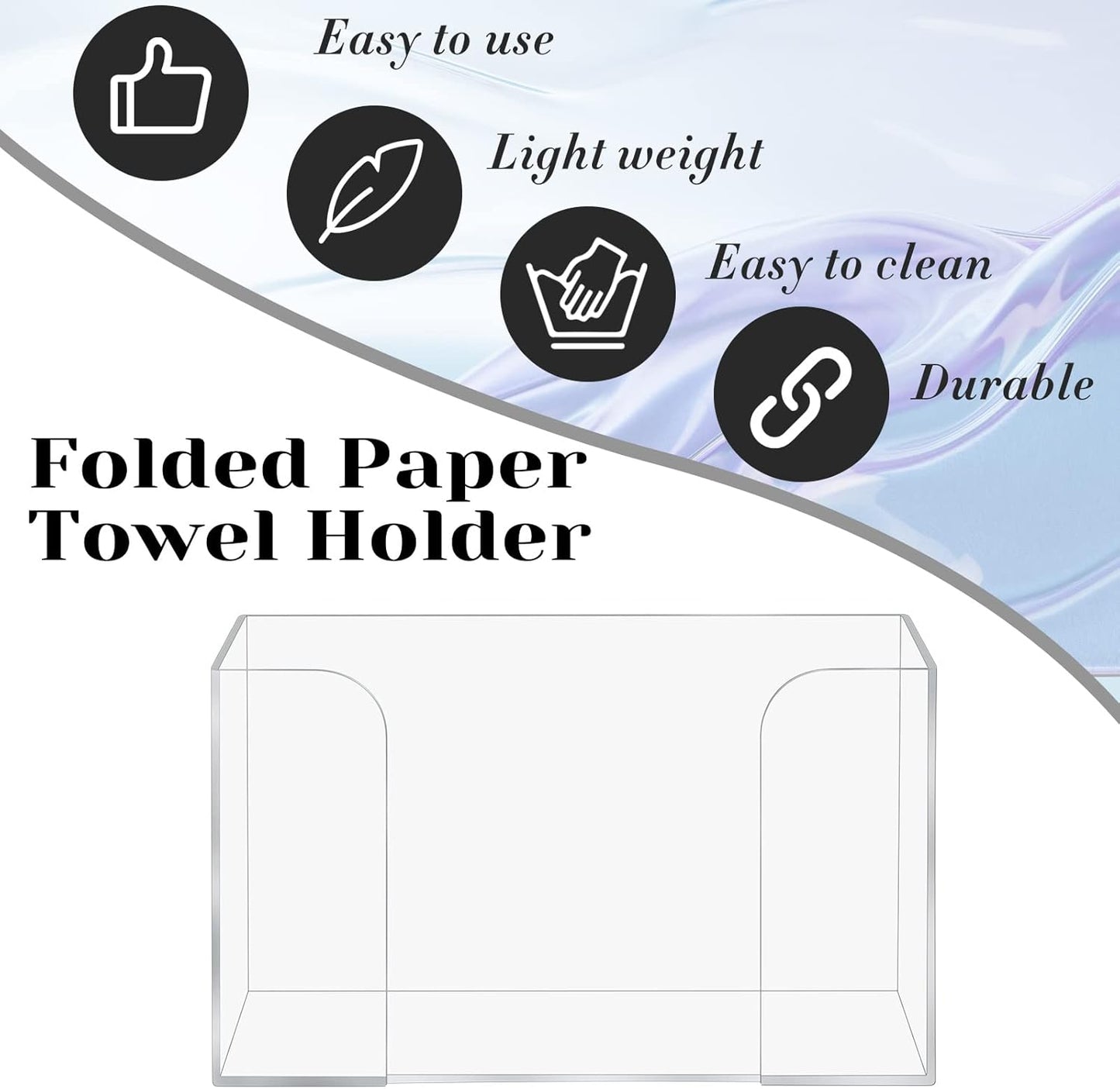 Deekin 4 Pcs Acrylic Paper Towel Dispenser Countertop Paper Towel Holder, Clear Trifold Guest Napkin Dispenser for Z-fold, C-fold or Multifold paper holder for Bathroom Toilet and Kitchen