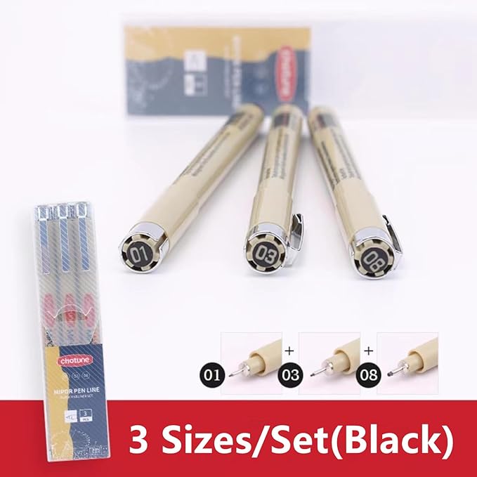 Micro Fineliner Set – 3 size Archival Ink pens for Technical Drawing, Anime & Sketching – Artists, Architects & Illustrators