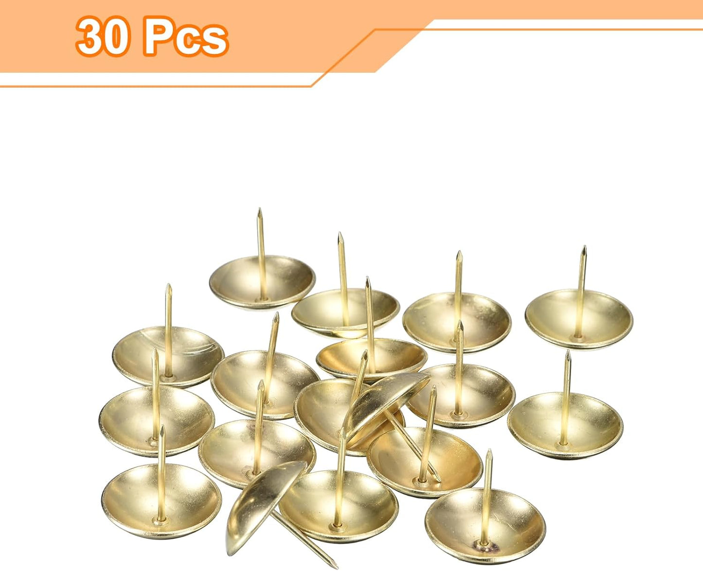 uxcell Upholstery Tacks Nail Pins Furniture, 30Pcs 25x25mm Thumb Tack Pins Assortment Kit Carbon Steel for Home Sofa DIY Decorative Nail Heads Nails, Gold
