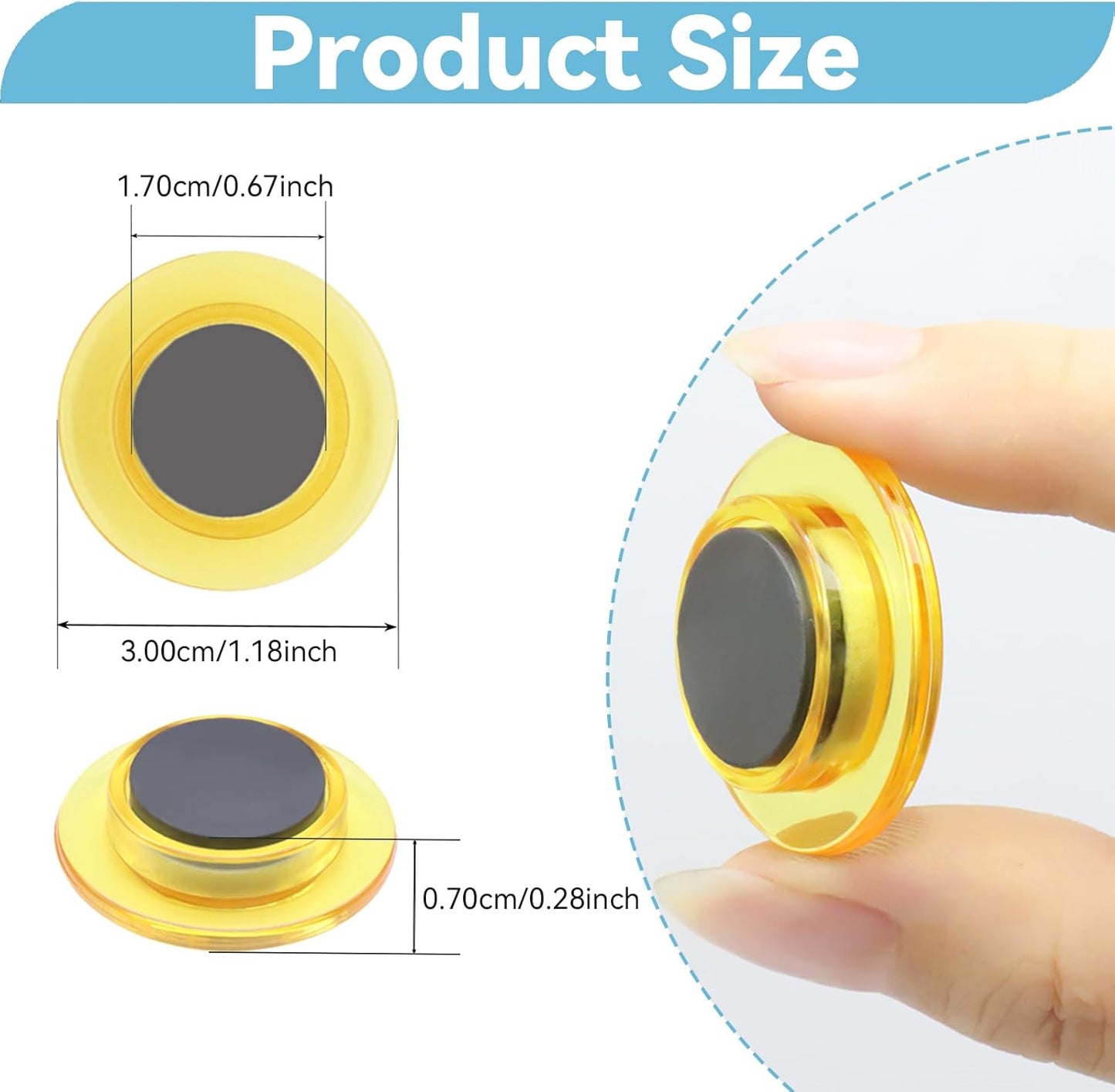 ZDZBLX Fridge Magnets, 28 Pack Strong Magnets for Refrigerator, Whiteboard, Locker, Classroom, Office (Yellow)