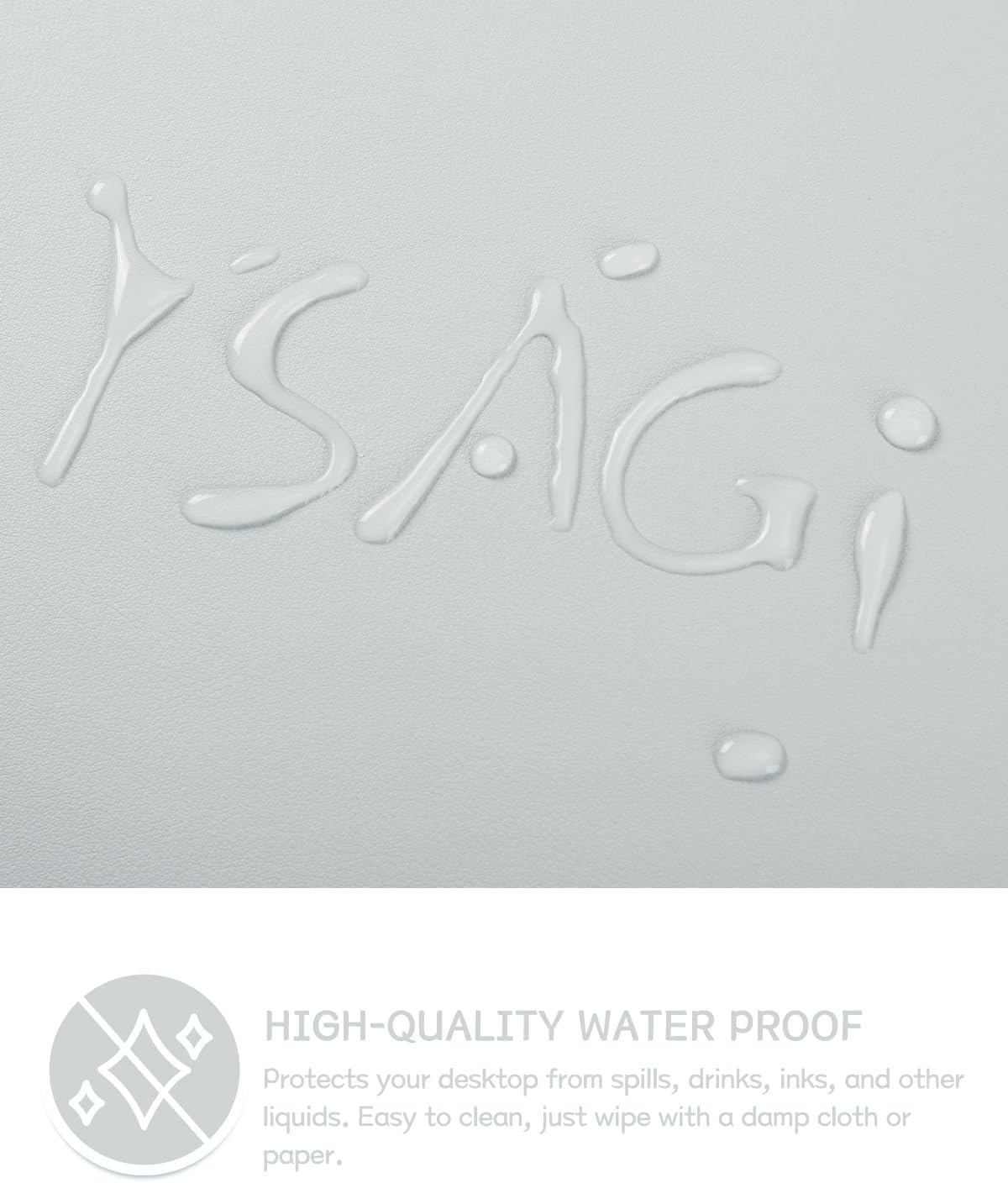 YSAGi Non-Slip Leather Desk Pad L Size, Waterproof Laptop Computer Desk Keyboard Mat, Table Protector Blotter Mat, Large Mouse Pad for Office/Work/Home/Decor(Silver-Grey, 35.4" x 17")