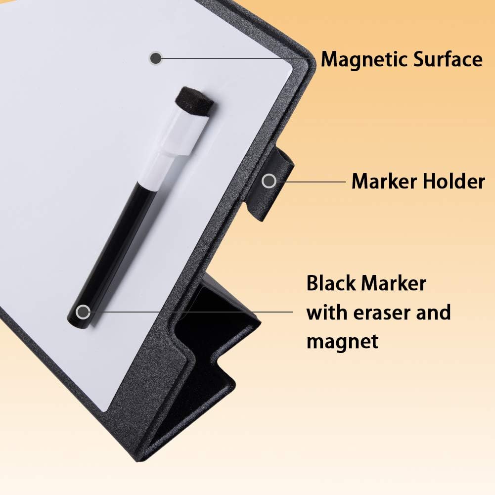 9" x 12" Small White Board, Dry Erase Board, Portable Whiteboard with Stand, Magnetic Desktop Whiteboard with PU Cover Case, A4 Notebook White Board Easel for Office, Home, School(Black)