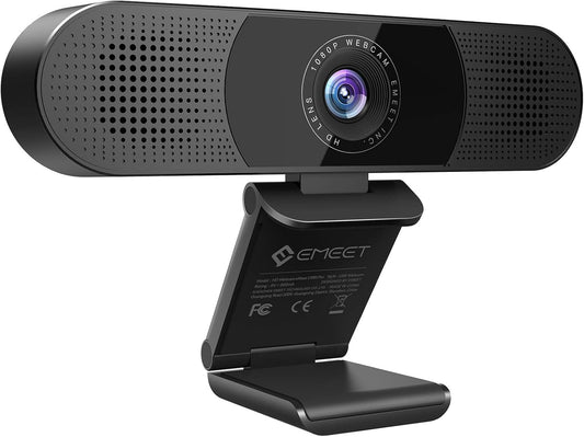 EMEET 3 in 1 Webcam - 1080P Webcam with Microphone and Speakers, Noise Reduction, Auto Low Light Correction W/Cover, C980 Pro USB Camera Web cam 60°-98° for Video Conferencing Streaming/Gaming/Class