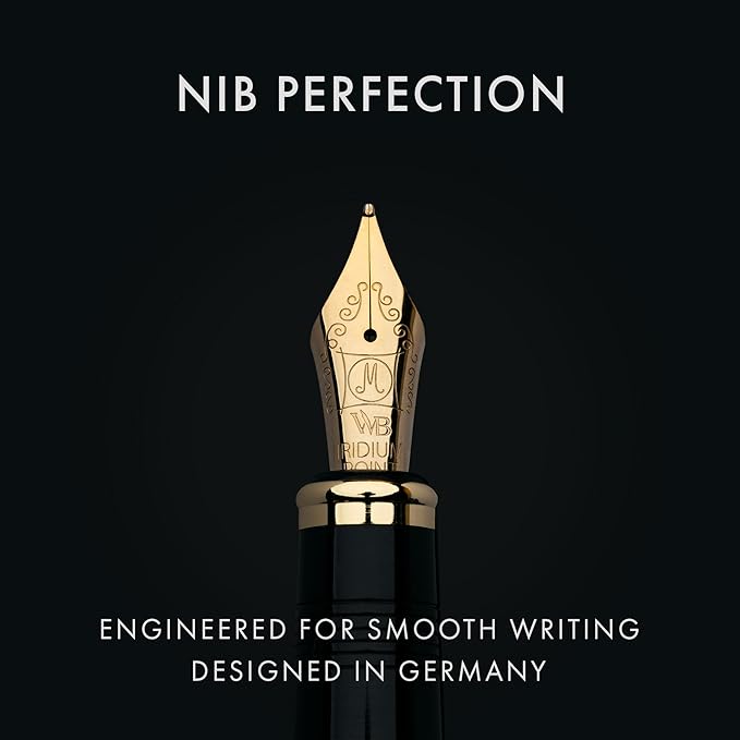 Wordsworth & Black Primori Fountain Pen Set [Red Gold]; Medium Nib, Gift Case, 24 Ink Cartridges, Refill Converter, Manual; Journaling, Calligraphy, Smooth Writing Pens; Left and Right Handed