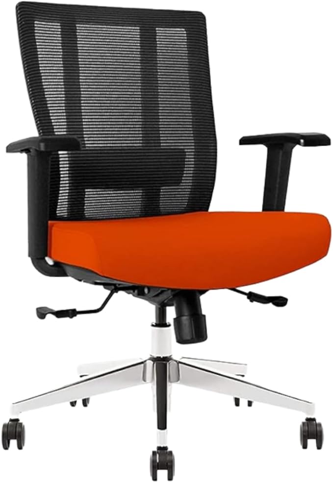 Ergonomic Office Chair - Breathable Mesh Back with Adjustable Lumbar Support, 3D Armrests, Tilt Function, and 360° Swivel Wheels - Perfect for Home Office or Conference Room - Stylish Tangerine Design