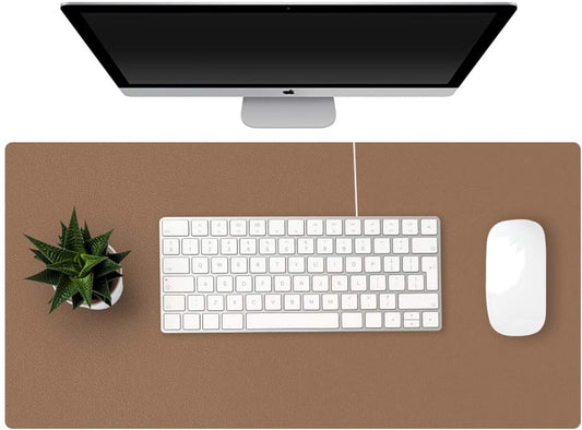 KINGFOM Desk Pad Office Desktop Protecter, PU Leather Desk Mat Blotters Organizer with Comfortable Writing Surface (35.4" x 16.9", Brown)