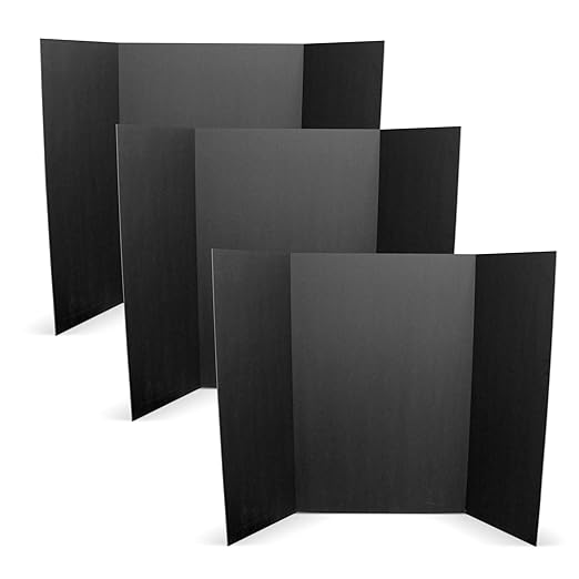 Flipside Products 36” x 48” Foam Project Boards for Presentations, Science Fair, School Projects, Event Displays and Trifold Picture Board - Total Black - 3 Pack