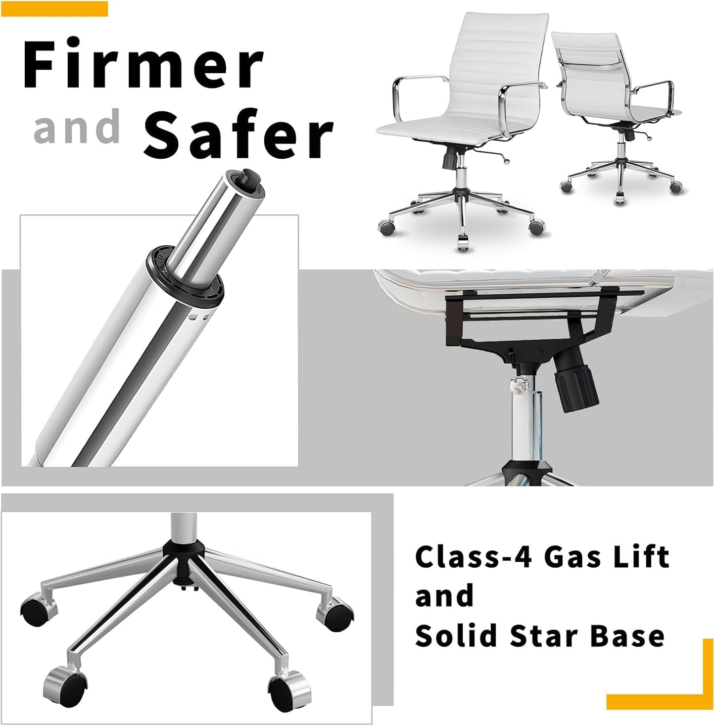 Chair, Desk Computer Chair ，with Armrests ，Ergonomic Office Chair for Home and Office, 17.32 x 22.83 x 35.43 inches, Multiple Colors (White)