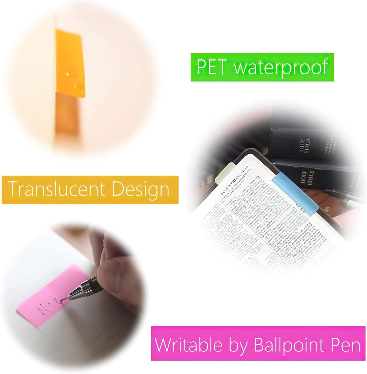 KICNIC Sticky Tabs 480 Pcs, Adhesive Book Tabs, Removable Page Markers, 1 Inch, 2 Inch Annotation Tabs, Labels for Books, Notebooks, Files, Binders, Bible,Flags for Office and School Use(10 Colors)