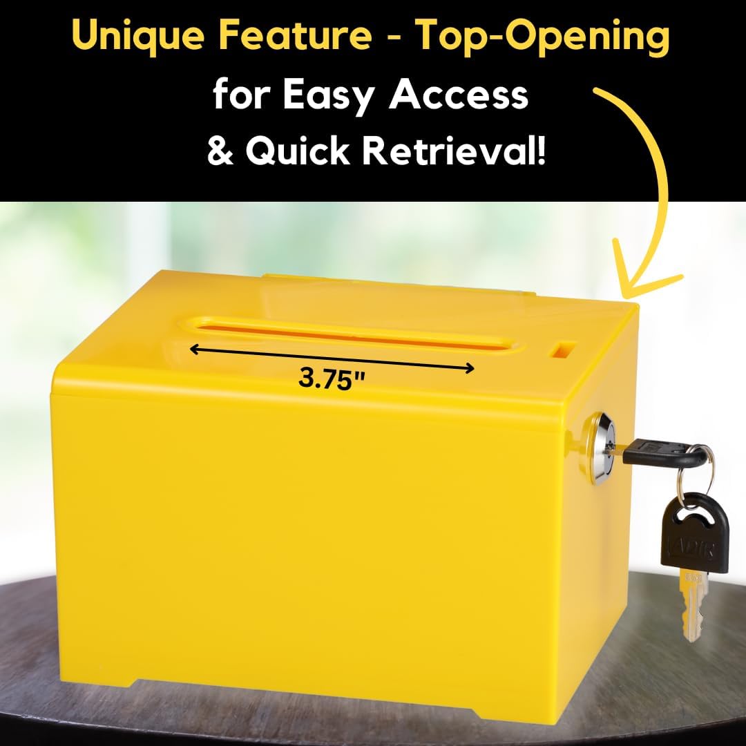 Adir Acrylic Donation Box Suggestion Slot Lock for Fundraising, Raffle, Tip - 6.25x4.5x4 Inches, Sign Holder