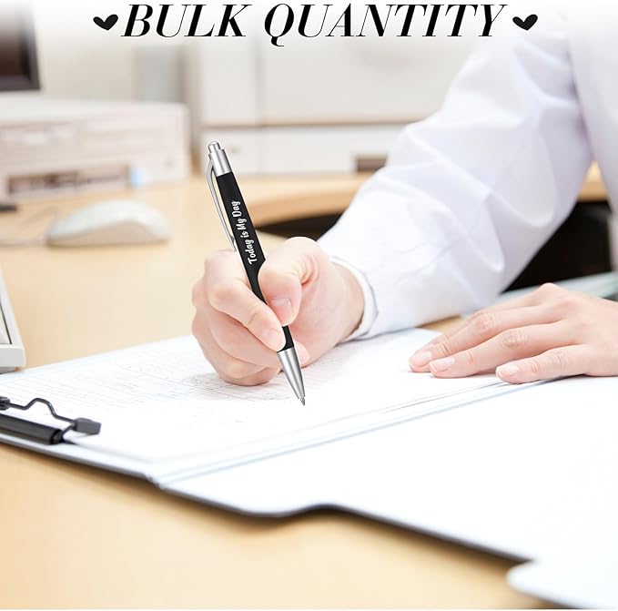 Yeaqee 100 Pcs Inspirational Pens Employee Appreciation Back to School Gifts Motivational Thank You Metal Greeting Quote Ballpoint Pen for Coworker Teacher(Black,Inspirational)