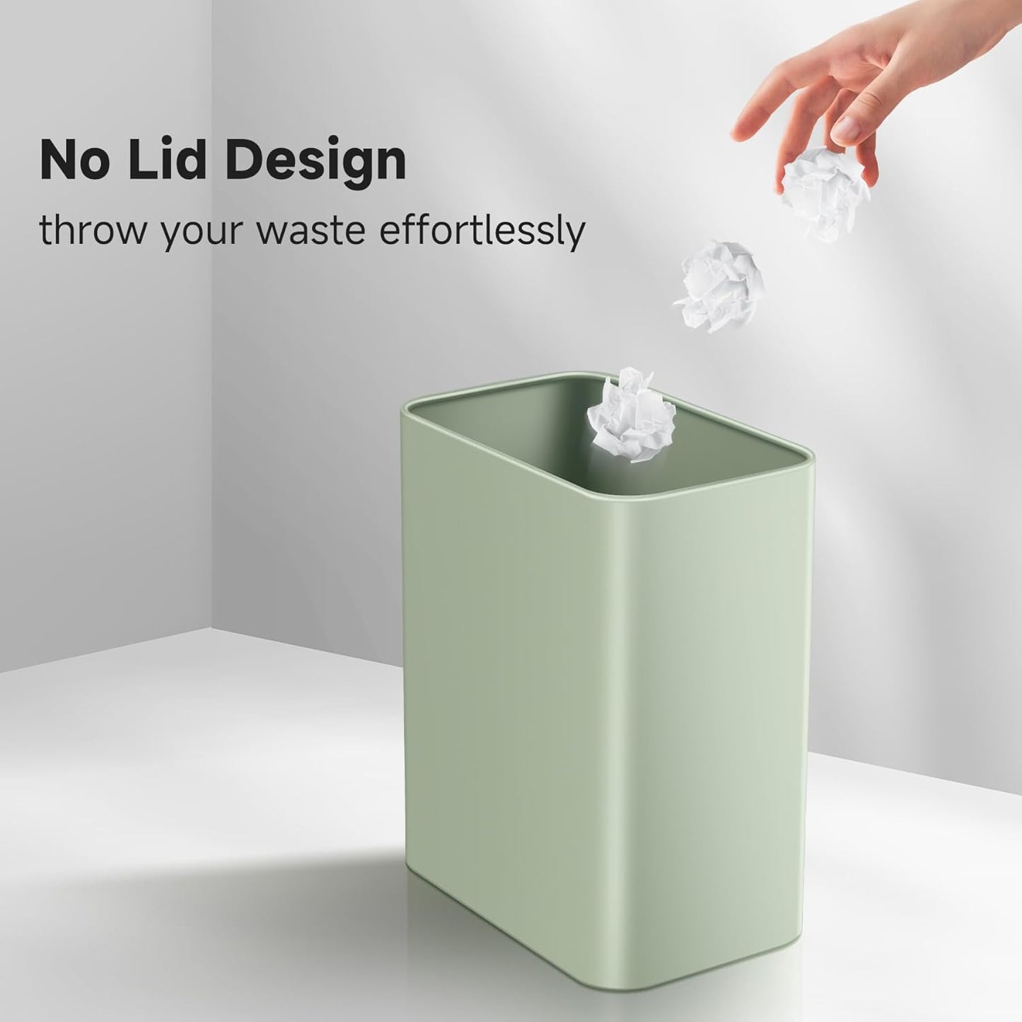 TIPGO Small Metal Trash Can, 2.1 Gallon Slim Trash Can for Bathroom, Wastebasket Garbage Bin for Bedroom, Office, Kitchen, Under Sink (Green)