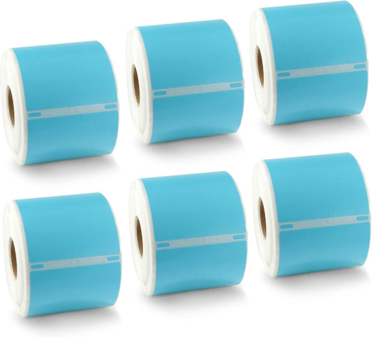 BETCKEY Colored Labels Compatible with Dymo 30857 (2-1/4" x 4") Visitor Name Tag Badge Labels, Compatible for Dymo LabelWriter Thermal 450, 4XL & Zebra Printers [6 Rolls, Light Blue]
