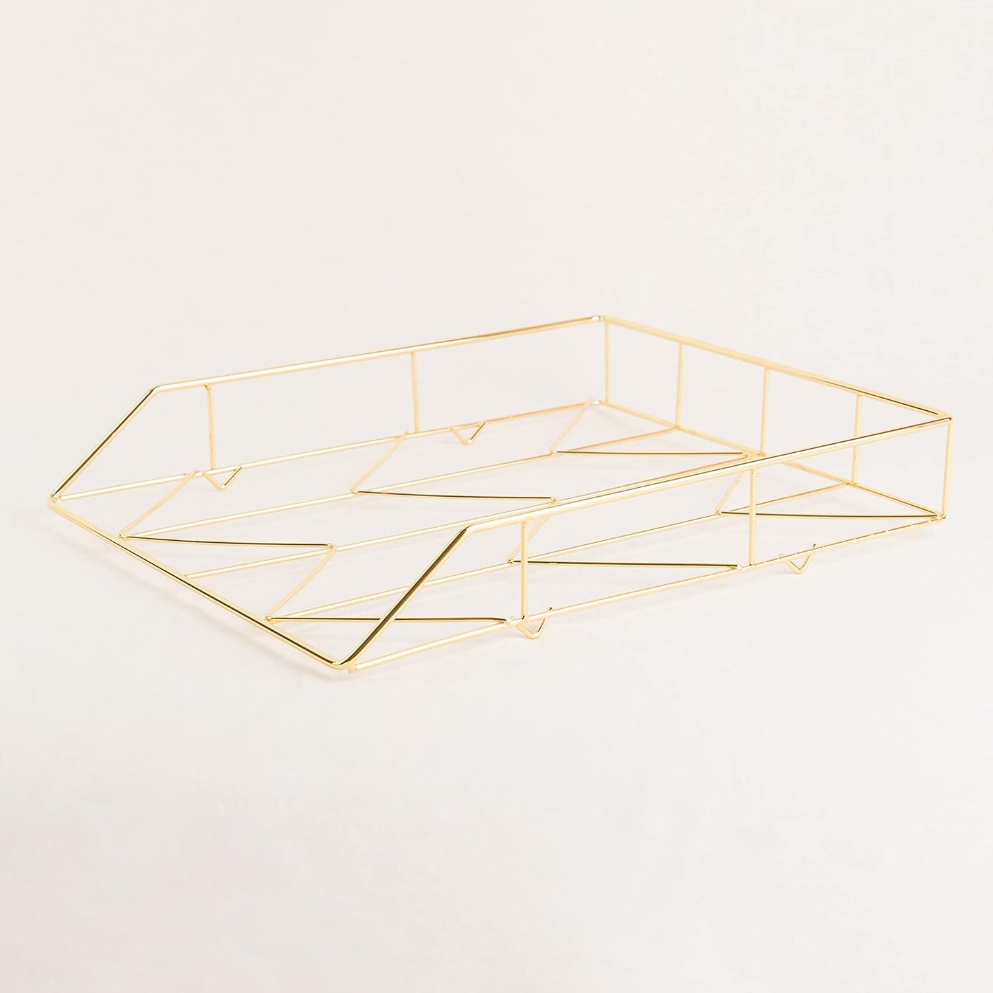 U Brands Desktop Letter Tray, Wire Metal, Gold