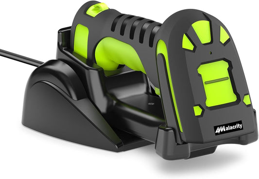 Alacrity DPM Industrial Barcode Scanner, 1D 2D & Direct Part Marks Symbologies, Wireless Charging, Long-Distance 433MHz Wireless & Bluetooth Connectivity, Shock and Dust-Proof Barcode Reader, Green