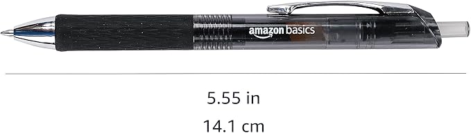 Amazon Basics Gel Pens Fine Point Smooth Writing Pens, Retractable, Black, 0.7mm, 12 Pack