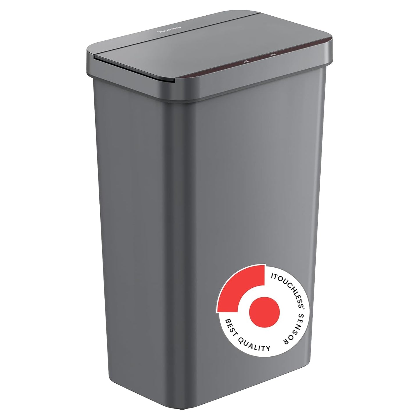 iTouchless Prime 13.2 Gallon Sensor Trash Can, Slim and Space-Saving, Durable Dent-Proof Construction, Automatic Bin Gray Color Great for Kitchen, Home, Office, Business, Garage, Plastic