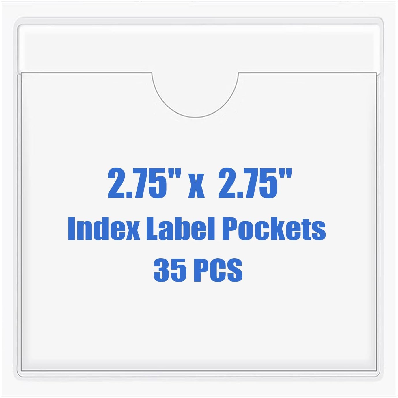 Origin-Joy 35 PCS Self Adhesive Index Card Pockets with Top Open, Clear Plastic Label Holder for Notes, Library and Business, Adhesive Label Pockets & Holder (2.75 x 2.75 inch)