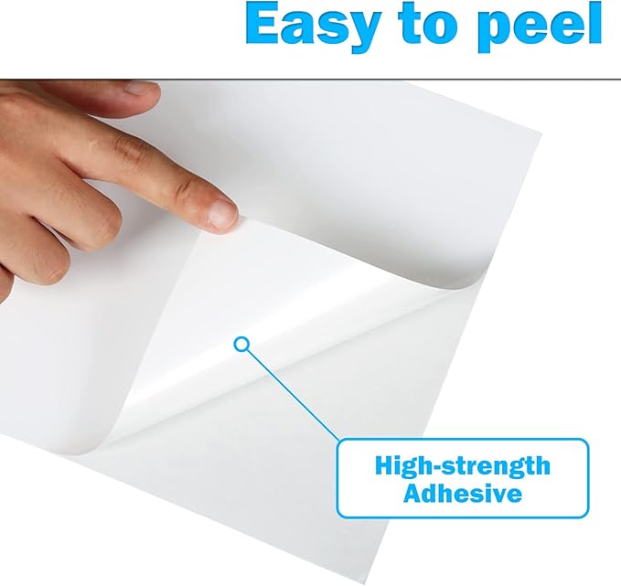 RBHK Sticker Paper, 8.5" x 11" Full Sheet Label Stickers Paper for Laser & Inkjet Printers (500 Sheets, 500 Labels)