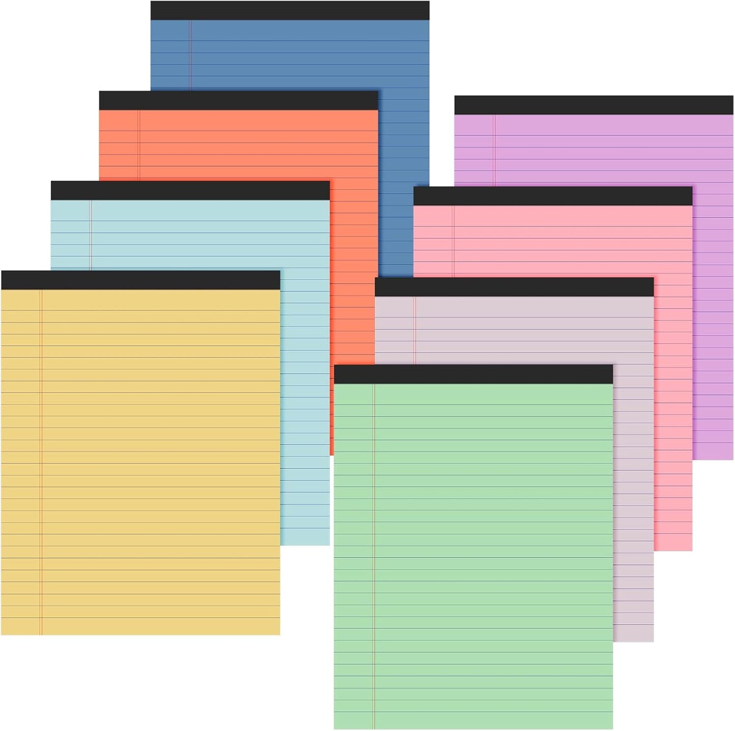Fuutreo 8 Pcs 8.5'' x 11'' Colored Legal Pad Writing Pads Wide Ruled 50 Sheets Per Notepad Perforated Writing Notepad Office Supplies for School College Office Business (Pastel Colors)
