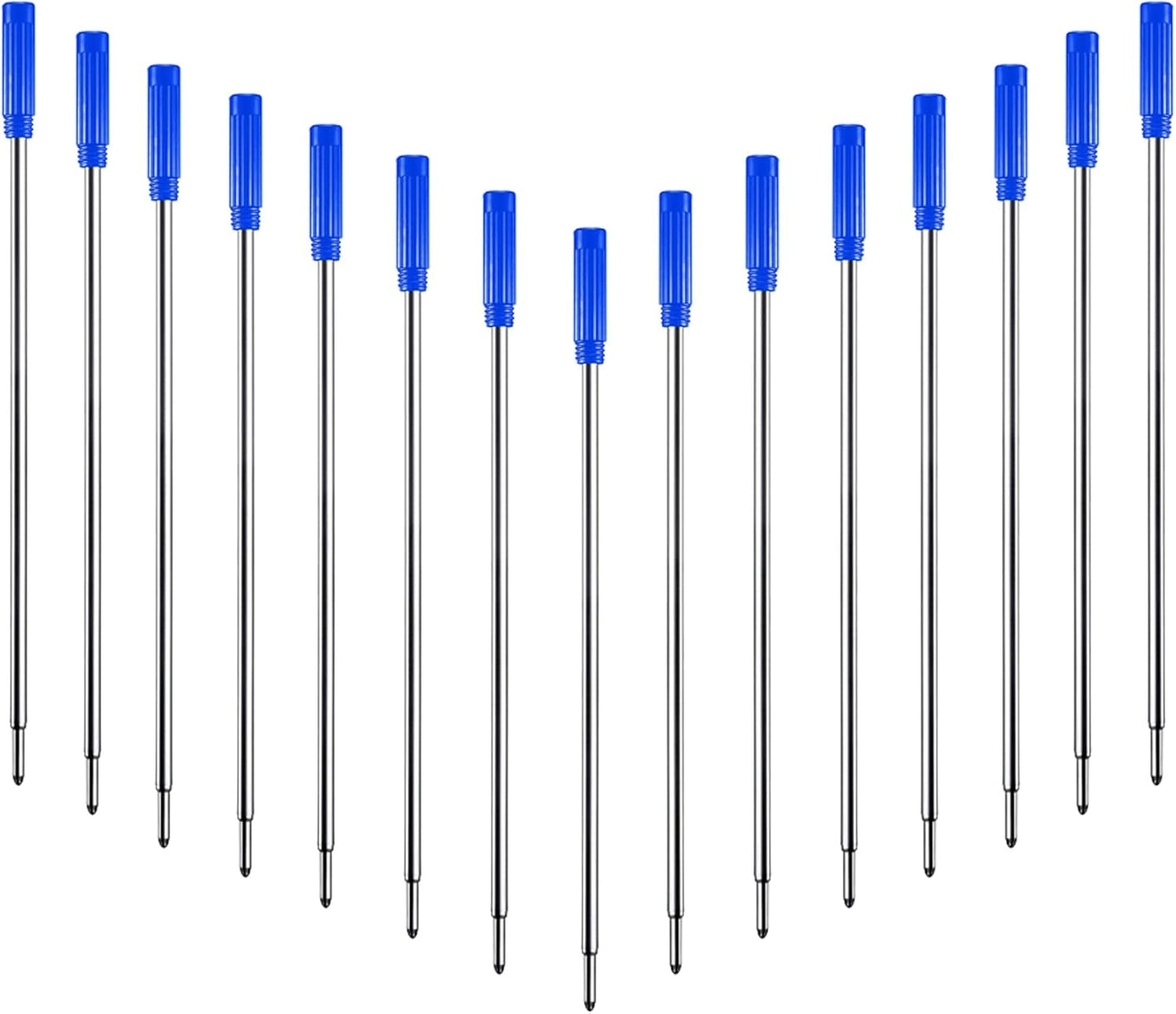 DunBong Blue Ink Refill Pack of 5, Replaceable Ballpoint Pen Refills, Medium Point Metal Refill (Blue)