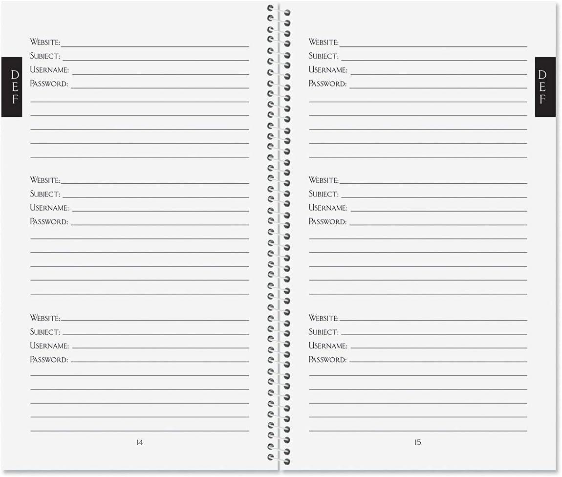 Current Joy Hall Password & PIN Keeper Book, 94 Pages, 5” x 8.5” Size Spiral Bound, Soft Cover Internet Organizer for Offline Website, Login, & Username Storage