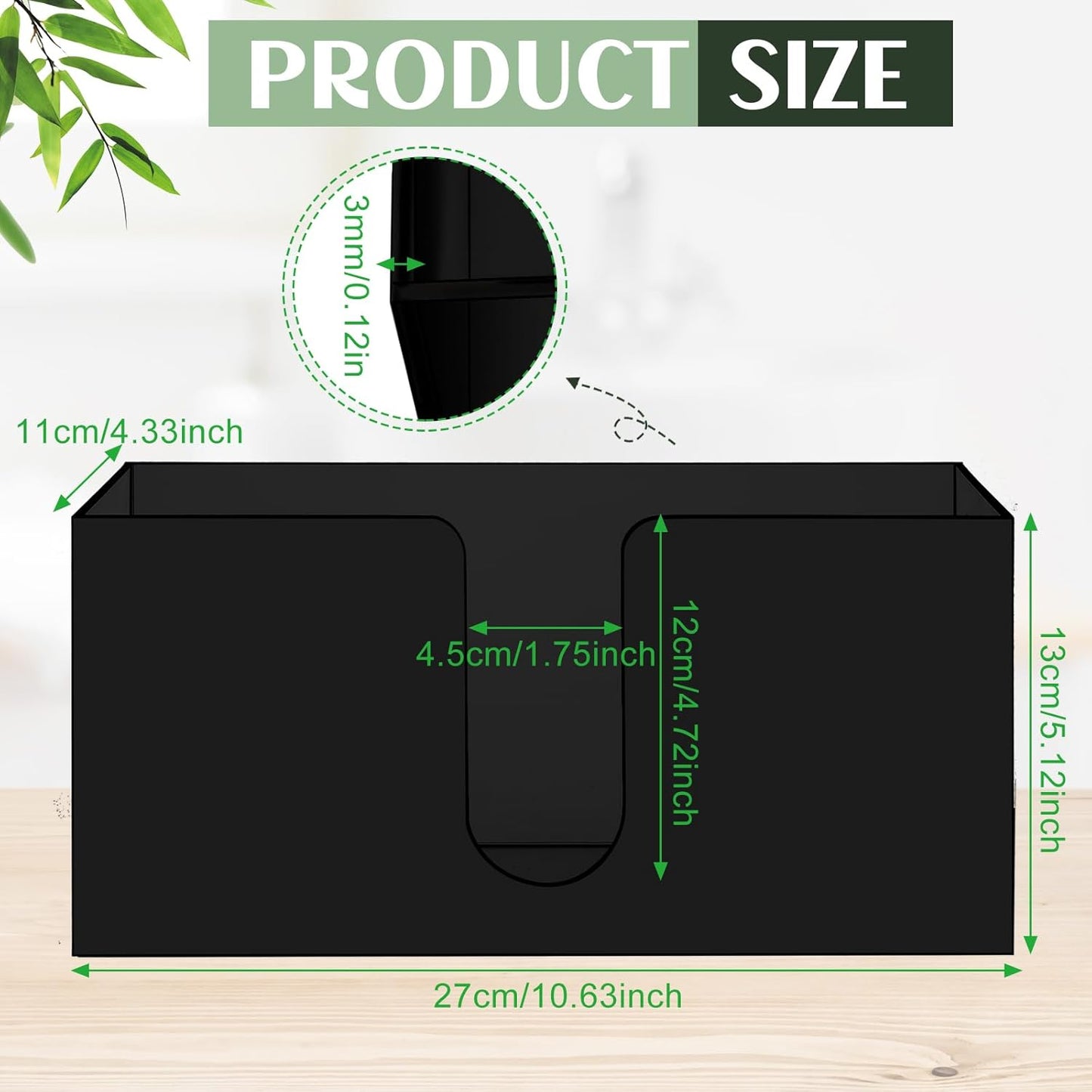 Mumufy 2 Pcs Fold Paper Towel Dispenser Countertop Napkins Dispenser Napkin Holder Multifold Disposable Acrylic Paper Towel for Z or C Fold (Black)